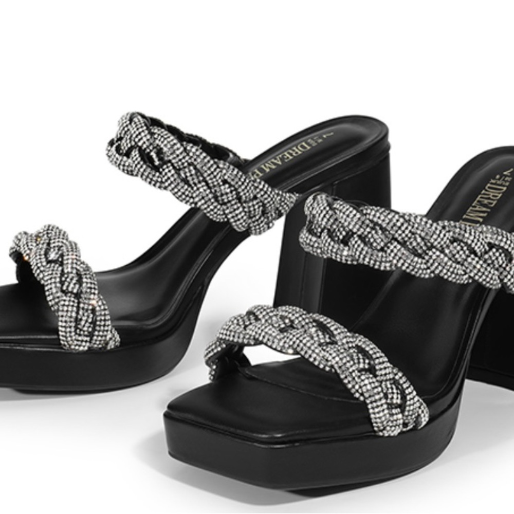 Black Braided Women's Heels